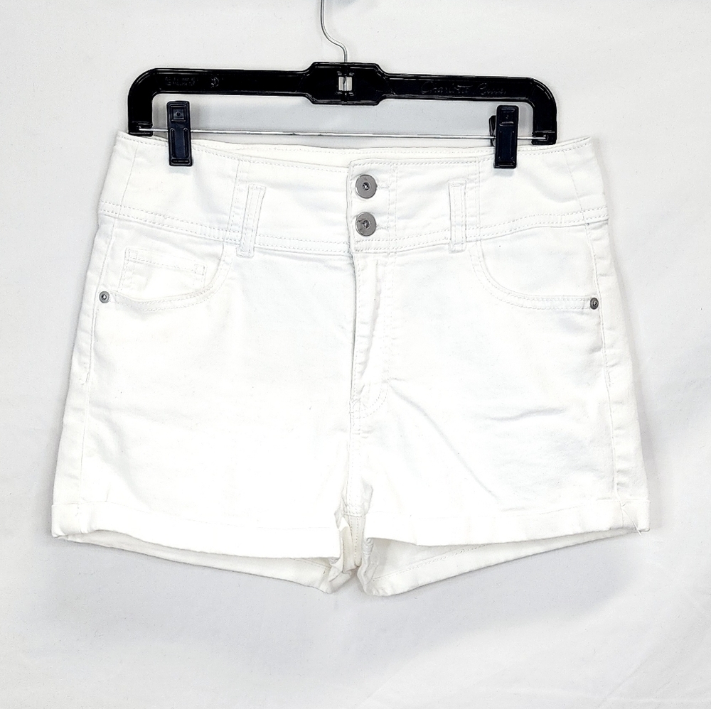 No Boundaries White Cuffed Hem Denim Jean Shorts